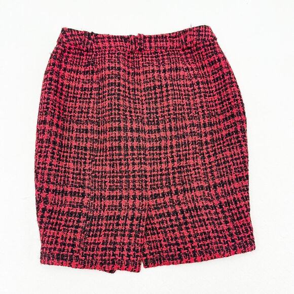 Supertrash Houndstooth Wool Blend Assymetric Split Hem Skirt Red Size S - Picture 4 of 5